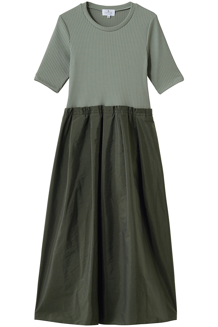 ランバン オン ブルー/LANVIN en Bleuのタフタコンビカットソーワンピース(カーキ/3646309)