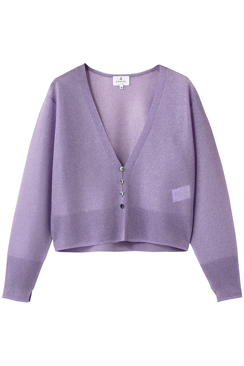 ランバン オン ブルー/LANVIN en BleuのシアーＶネックカーディガン(ピンク/3646815)