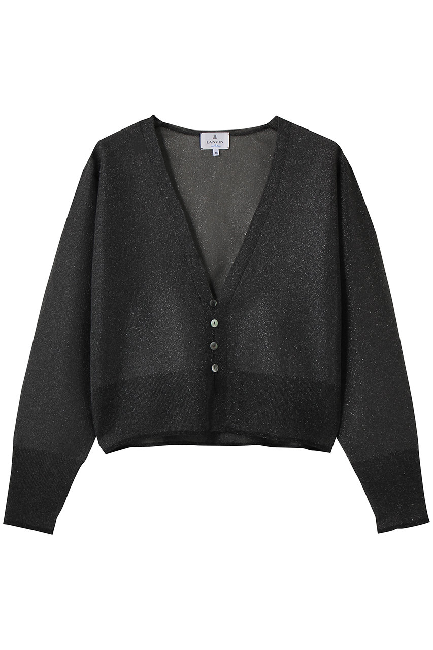 ランバン オン ブルー/LANVIN en BleuのシアーＶネックカーディガン(ブラック/3646815)