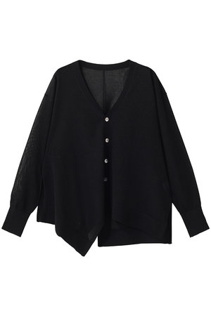 ランバン オン ブルー/LANVIN en Bleuのシアーアシンメヘムカーディガン(110300/110303)