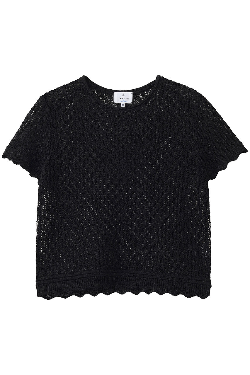 ランバン オン ブルー/LANVIN en Bleuのシアーラメレースニット(ブラック/3666802)