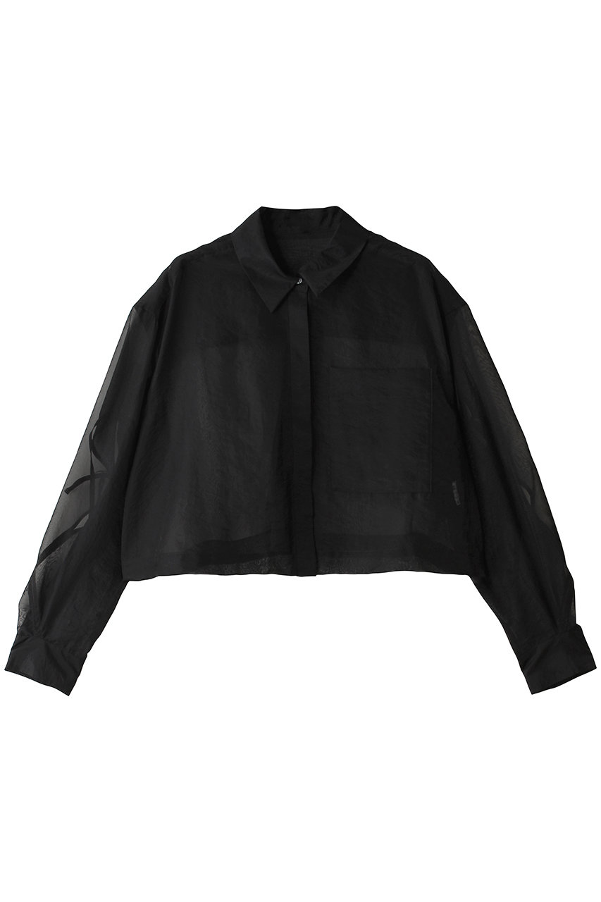 ランバン オン ブルー/LANVIN en Bleuのリボンスリーブシアーシャツ(ブラック/3666602)