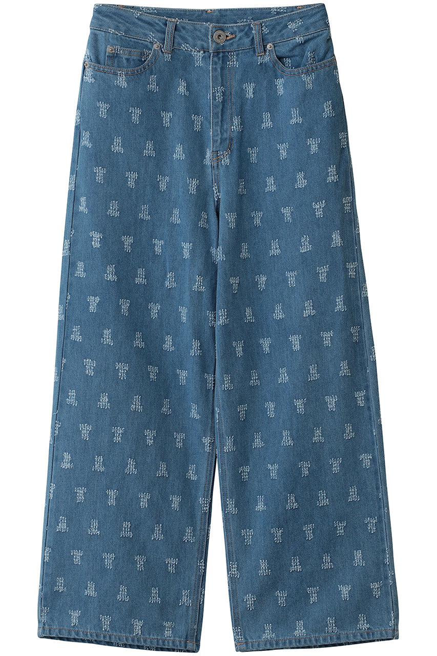 LANVIN en Bleu パンチングデニムストレートパンツ (サックス, 38) ランバン オン ブルー ELLE SHOP
