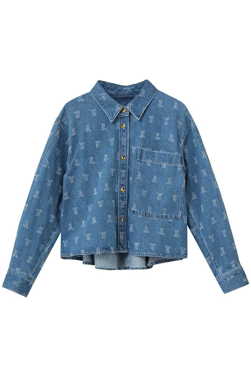 LANVIN en Bleu パンチングデニムクロップドシャツ (サックス, 38) ランバン オン ブルー ELLE SHOP