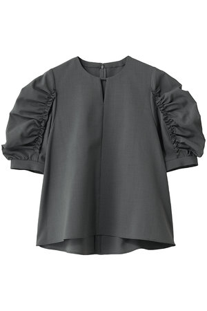 ランバン オン ブルー/LANVIN en Bleuのドライポリエステルギャザー袖ブラウス