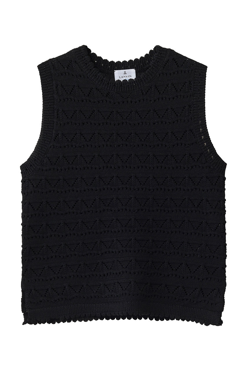 ランバン オン ブルー/LANVIN en Bleuのレースノースリーブニット(ブラック/3676805)