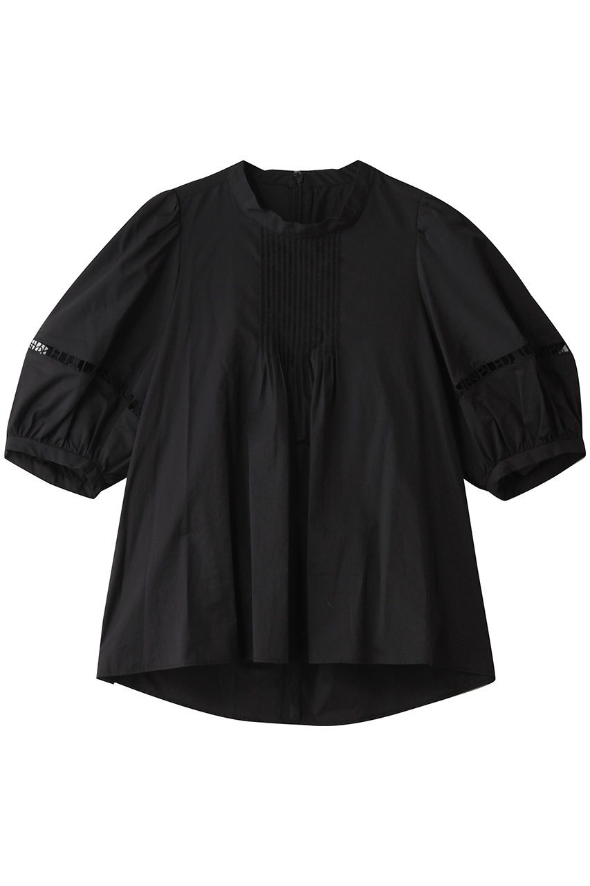ランバン オン ブルー/LANVIN en Bleuのロゴテープスタンドカラーブラウス(ブラック/3686605)