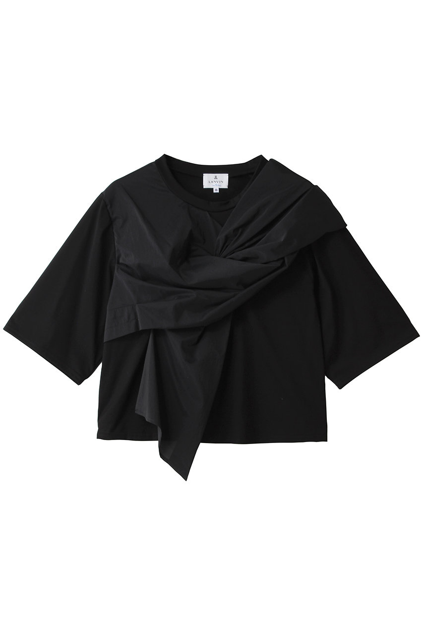 ランバン オン ブルー/LANVIN en Bleuのドレープコンビカットソー(ブラック/3686708)