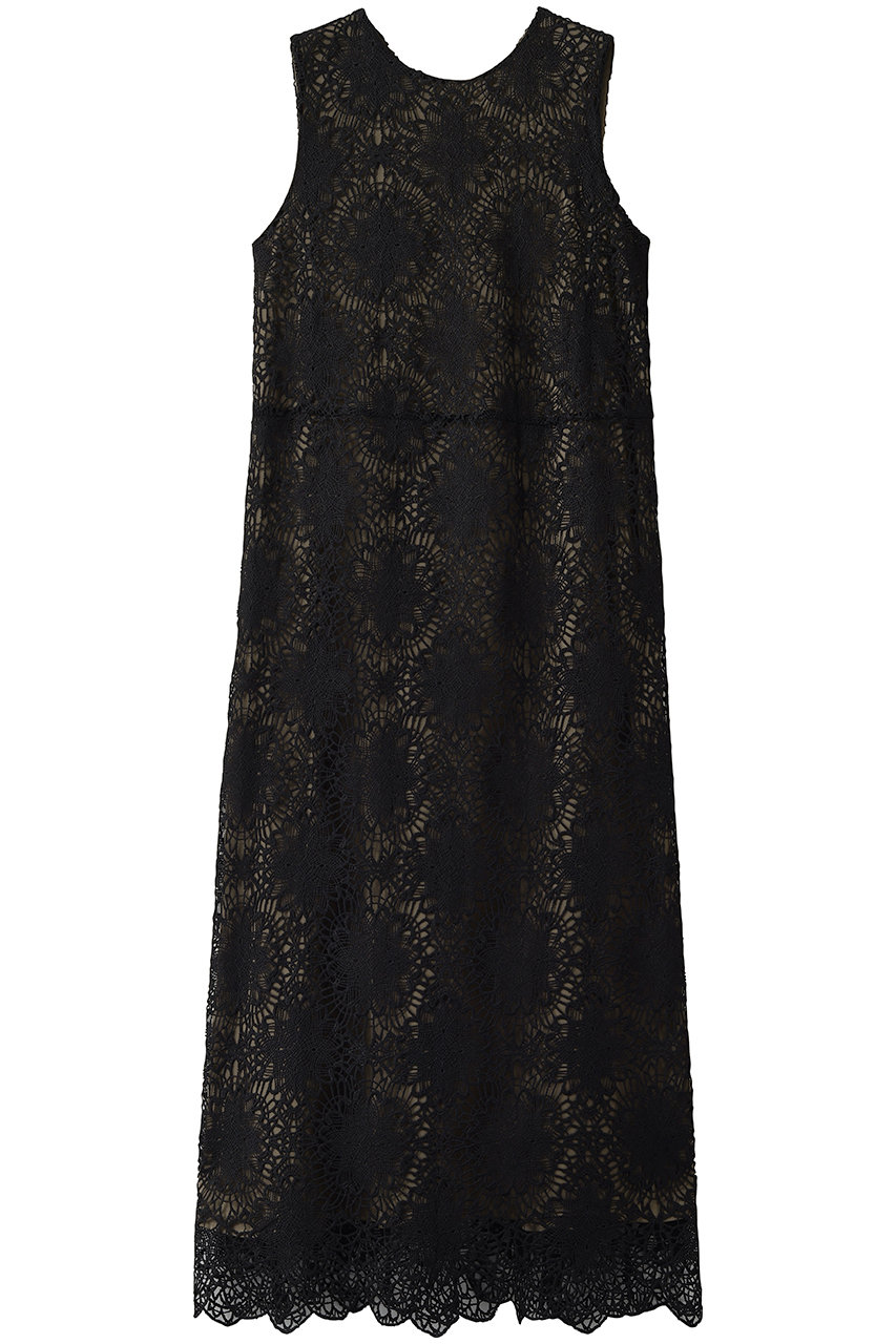 ランバン オン ブルー/LANVIN en Bleuのラインフラワーレースワンピース(ブラック/3686311)