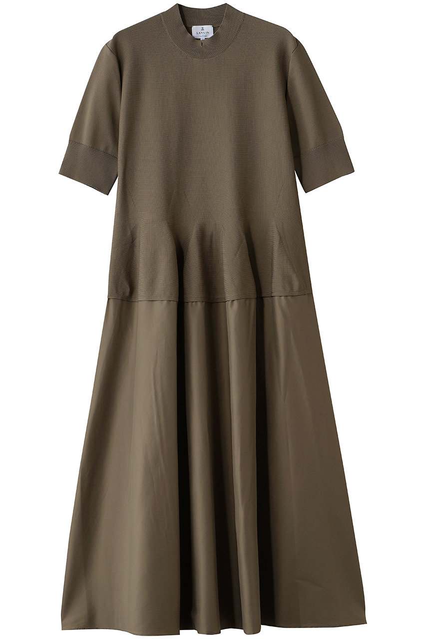 ランバン オン ブルー/LANVIN en Bleuのニットコンビフレアワンピース(カーキ/3696319)