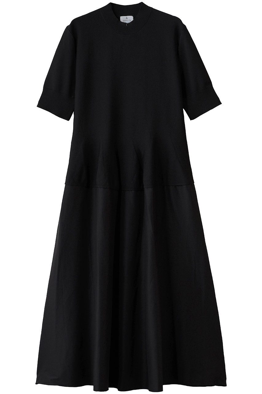 ランバン オン ブルー/LANVIN en Bleuのニットコンビフレアワンピース(ブラック/3696319)