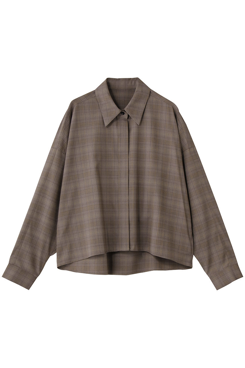 ランバン オン ブルー/LANVIN en Bleuのウールトロピカルドルマンフォルムシャツ(ブラウン/3696609)