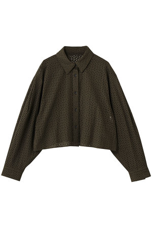 ランバン オン ブルー/LANVIN en Bleuのコットンレースショートシャツ(110400/110403)