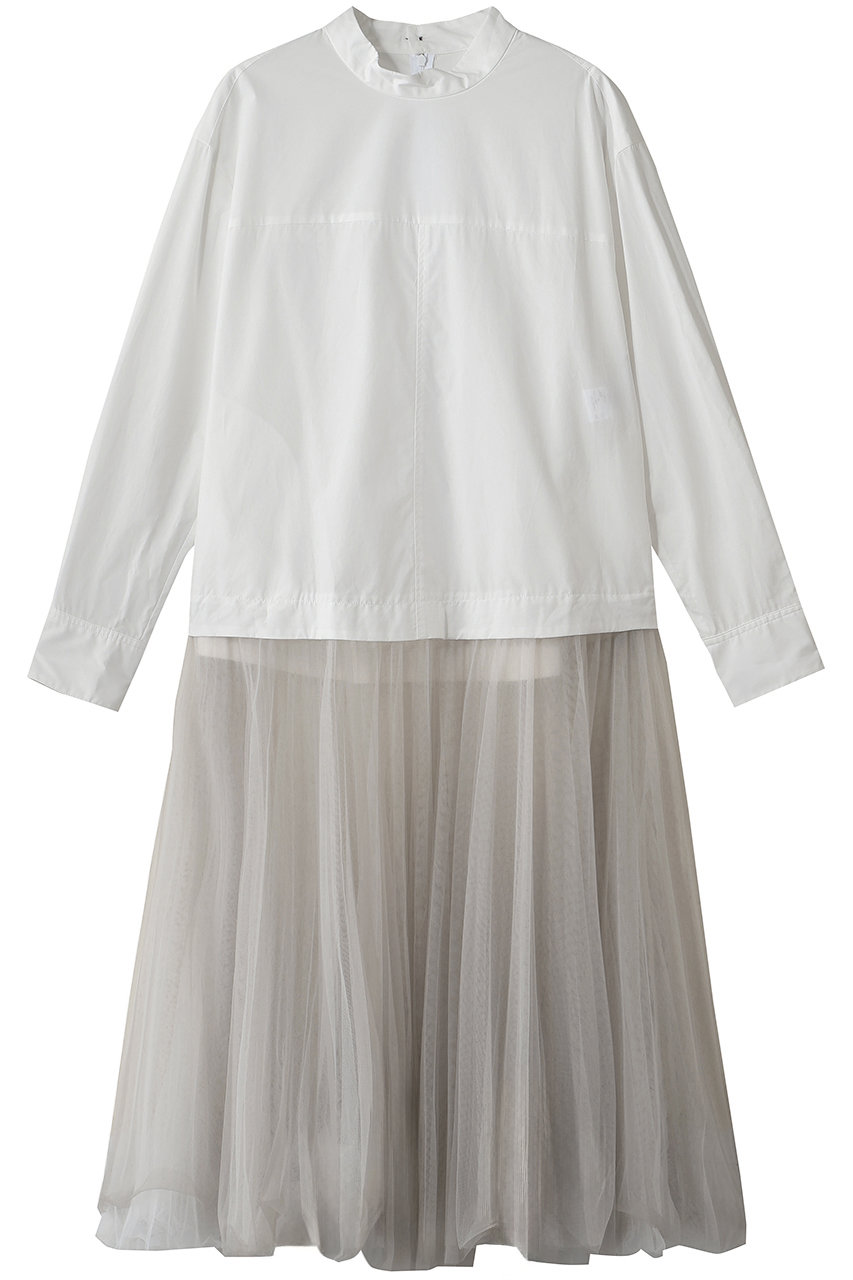 ランバン オン ブルー/LANVIN en Bleuのチュールコンビシャツワンピース(オフ/3696314)