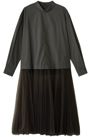 ランバン オン ブルー/LANVIN en Bleuのチュールコンビシャツワンピース(110500/110503)
