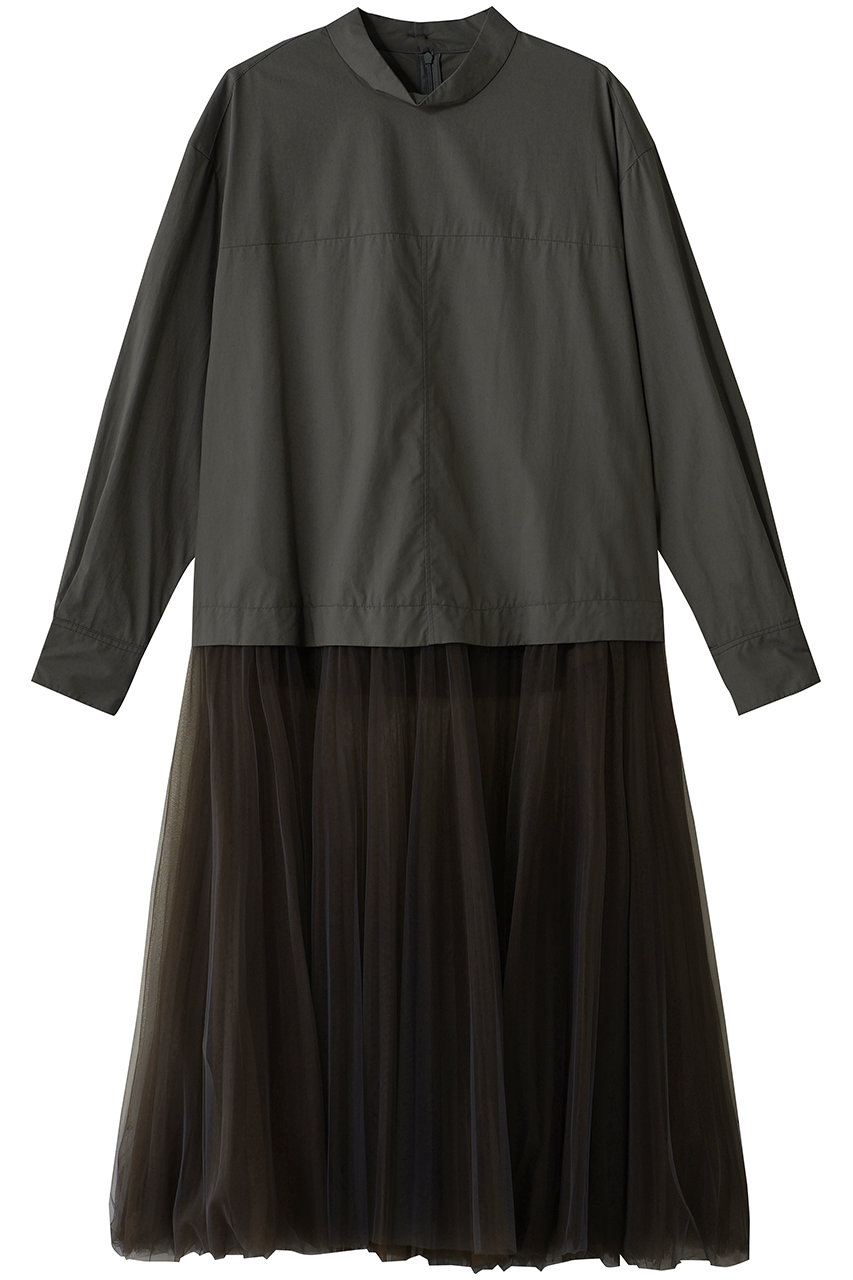 ランバン オン ブルー/LANVIN en Bleuのチュールコンビシャツワンピース(カーキ/3696314)