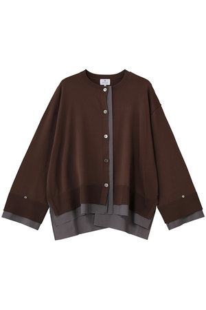 ランバン オン ブルー/LANVIN en Bleuのシャツトリムニットコンビカーディガン