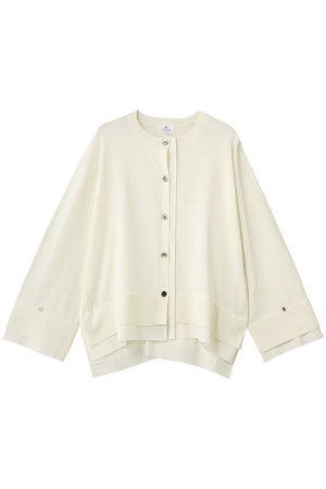 ランバン オン ブルー/LANVIN en Bleuのシャツトリムニットコンビカーディガン(110300/110303)