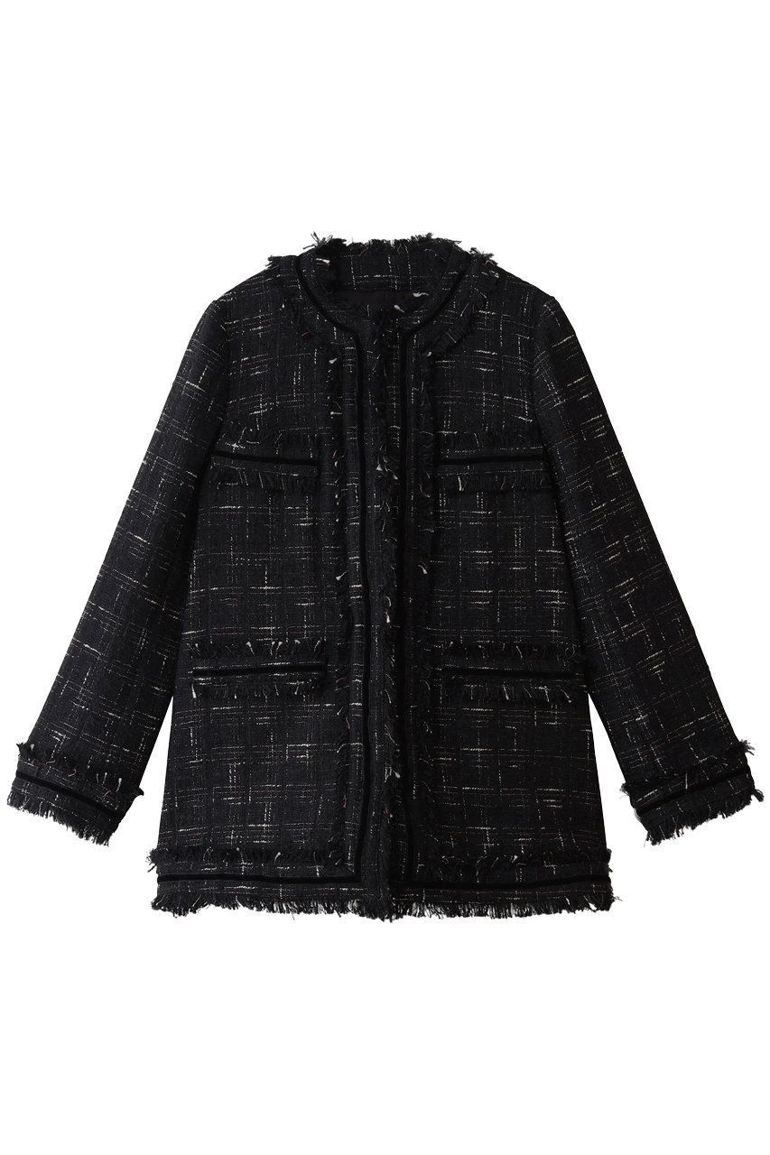 LANVIN en Bleu ツイードノーカラージャケット (ブラック, 36) ランバン オン ブルー ELLE SHOP