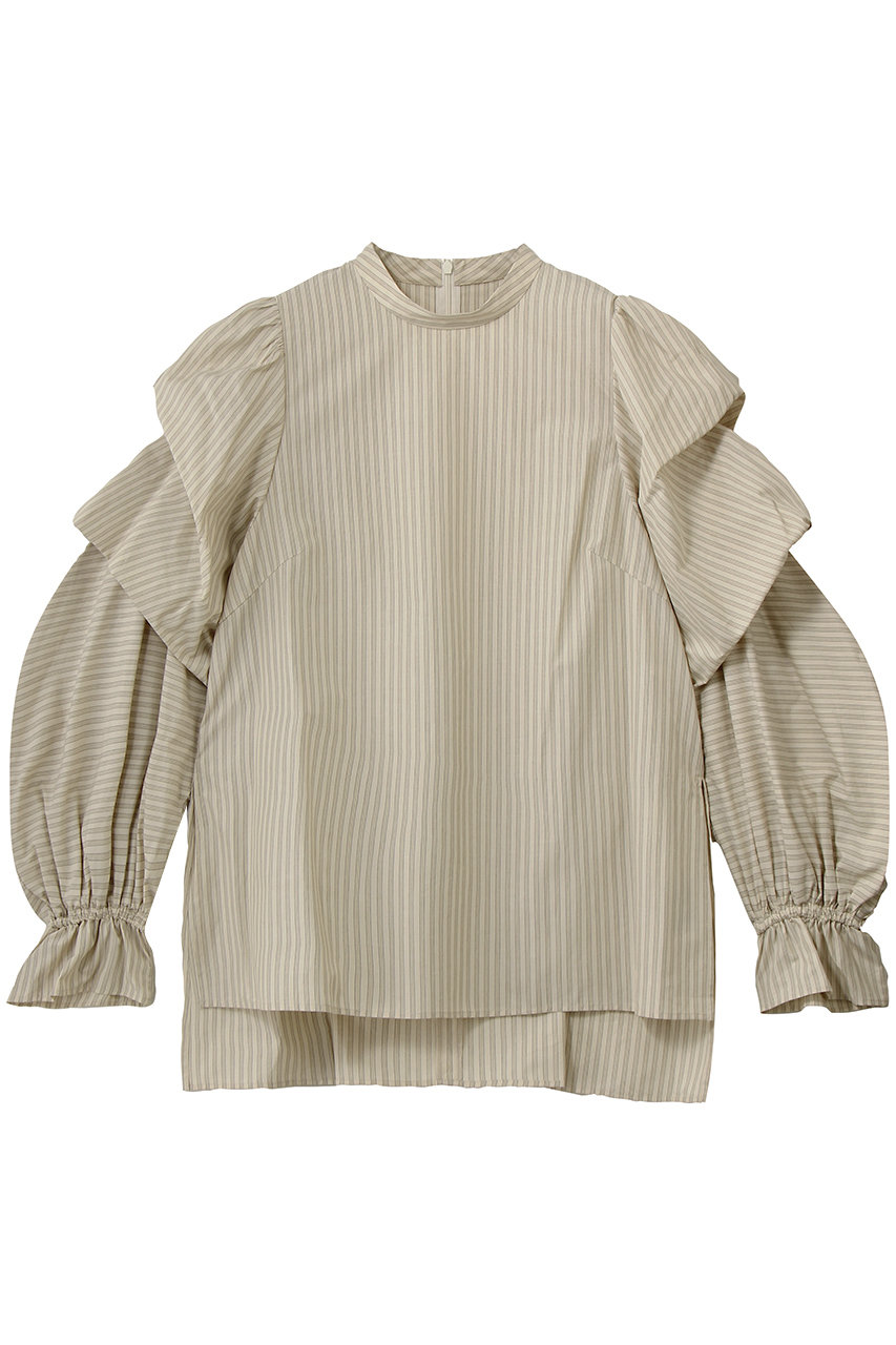 LANVIN en Bleu ボリュームスリーブコットンブラウス (ベージュ, 38) ランバン オン ブルー ELLE SHOP