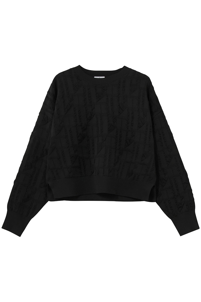 LANVIN en Bleu ロゴジャガードニット (ブラック, 38) ランバン オン ブルー ELLE SHOP