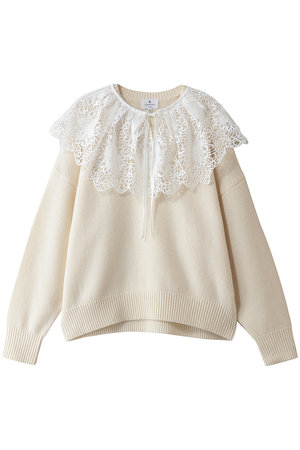 ランバン オン ブルー/LANVIN en Bleuのレースカラーニット(110300/110301)