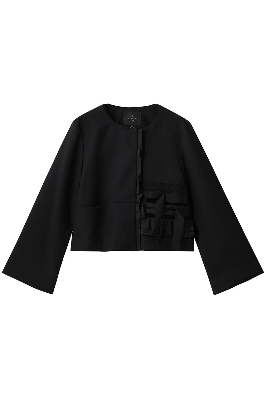 LANVIN en Bleu アシンメトリートリムジャケット (ブラック, 36) ランバン オン ブルー ELLE SHOP