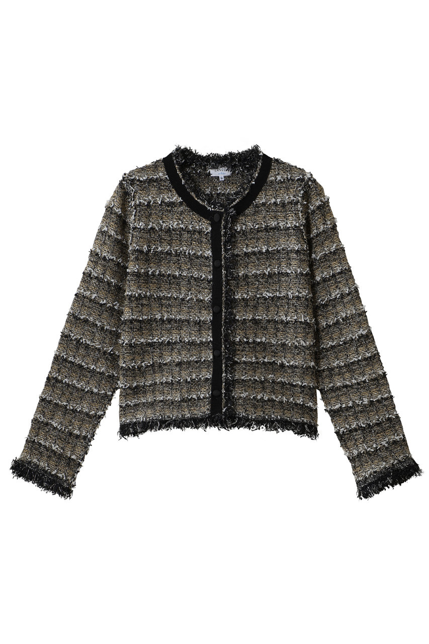 LANVIN en Bleu ニットツイードジャケット (ベージュ, 38) ランバン オン ブルー ELLE SHOP