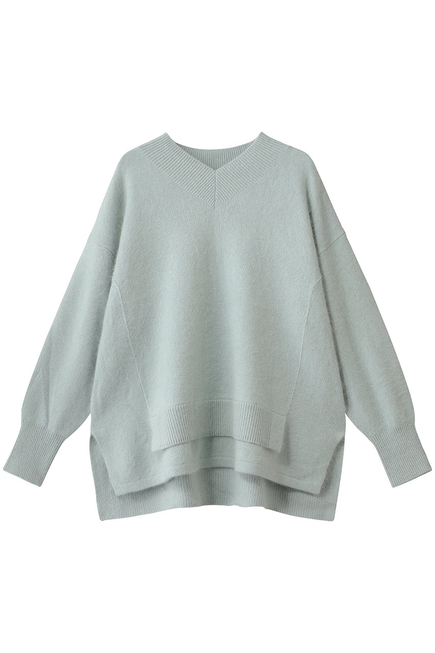 LANVIN en Bleu Ｖネックラクーンニット (グリーン, 38) ランバン オン ブルー ELLE SHOP