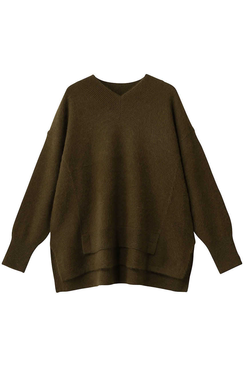 LANVIN en Bleu Ｖネックラクーンニット (ブラウン, 38) ランバン オン ブルー ELLE SHOP