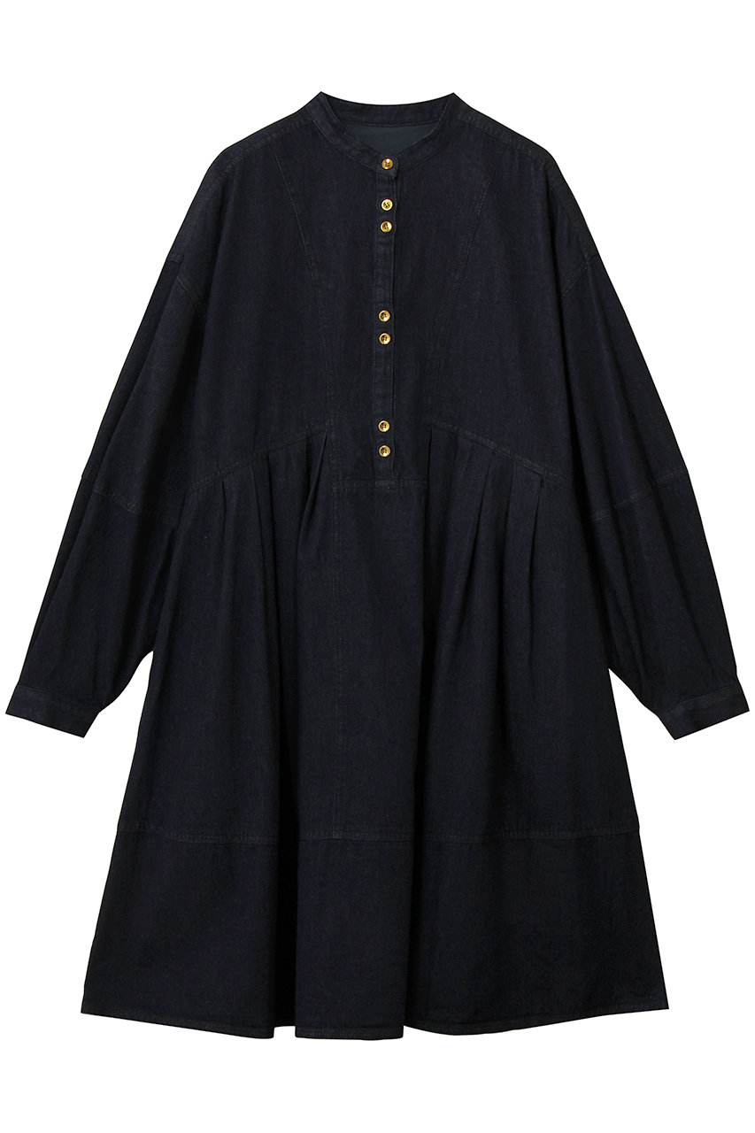 LANVIN en Bleu デニムギャザーワンピース (ネイビー, 38) ランバン オン ブルー ELLE SHOP