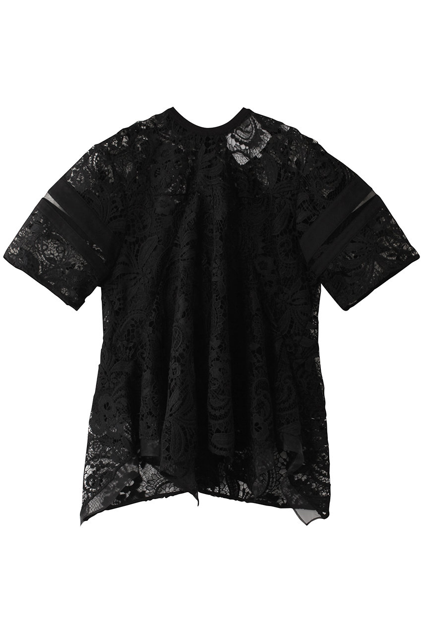 3.1 Phillip Lim コード刺しゅう レース フリル ショートスリーブトップス (ブラックマルチ, S) 3.1 フィリップ リム ELLE SHOP 3.1 Phillip Lim コード刺しゅう レース フリル ショートスリーブトップス (ブラックマルチ, S) 3.1 フィリップ リム ELLE SHOP