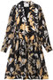 JOYFUL TULIPS ロングスリーブ シャツドレス（ウエストタイ付） 3.1 フィリップ リム/3.1 Phillip Lim ミッドナイトマルチ
