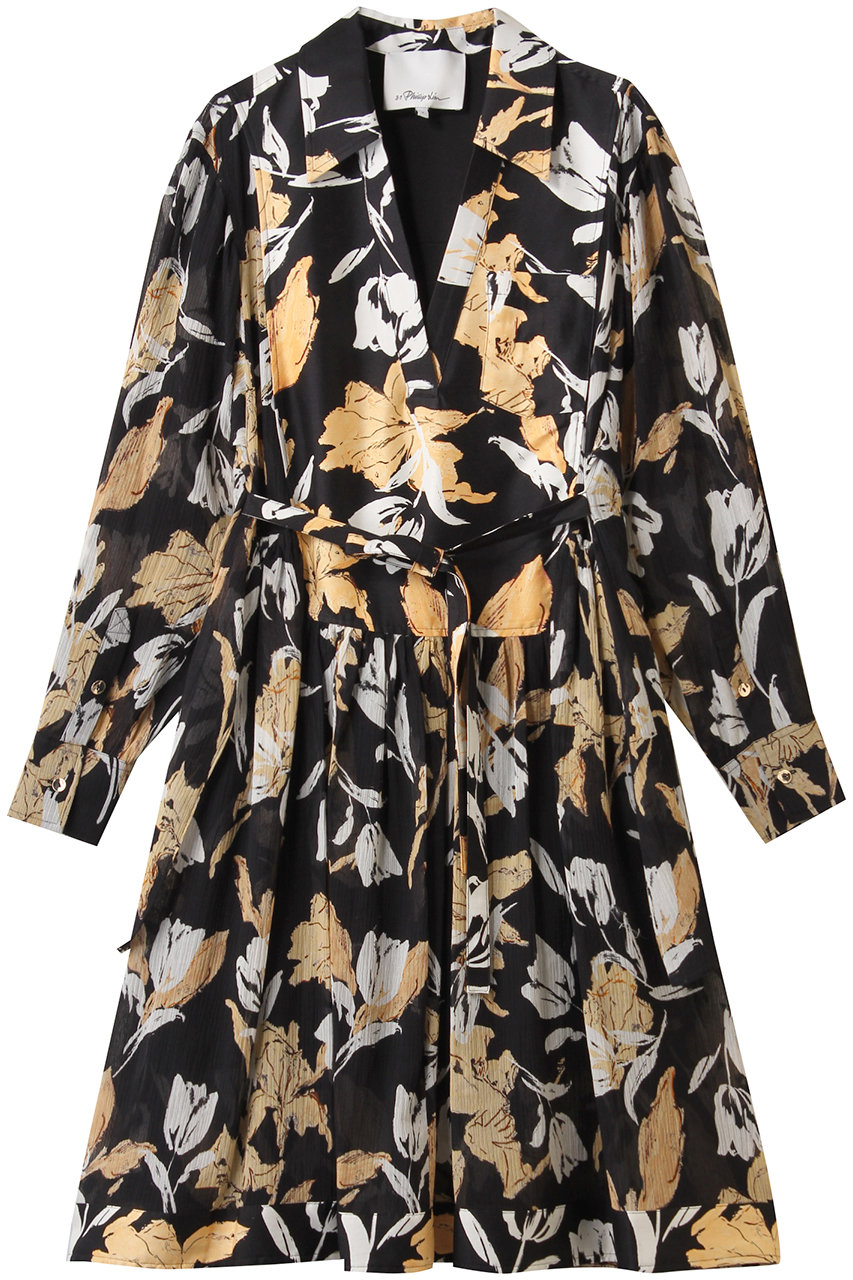 3.1 Phillip Lim JOYFUL TULIPS ロングスリーブ シャツドレス(ウエストタイ付) (ミッドナイトマルチ, 2) 3.1 フィリップ リム ELLE SHOP 3.1 Phillip Lim JOYFUL TULIPS ロングスリーブ シャツドレス(ウエストタイ付) (ミッドナイトマルチ, 2) 3.1 フィリップ リム ELLE SHOP