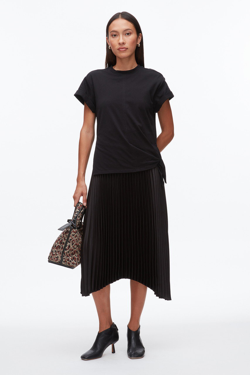 3.1 Phillip Lim / スリーワンフィリップリム | シルク ボーダー レース 切替 チュニック ペチコート付き | 0 | ブラック | レディース 3.1 Phillip Lim - 3.1 phillip lim スリーワンフィリップリム