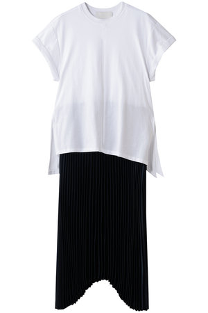 3.1 フィリップ リム/3.1 Phillip Limのショートスリーブ Tシャツ コンボドレス with プリーツスカート(110500/110503)