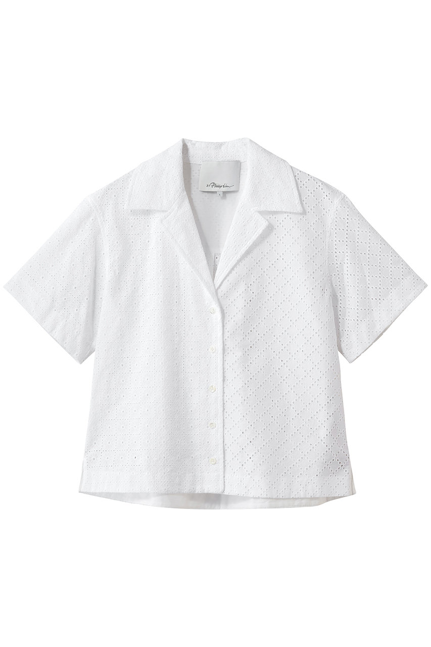 3.1 フィリップ リム/3.1 Phillip LimのBROIDERIE ANGLAISE パッチワーク キャンプ シャツ(ホワイト/S261-21800BRN)