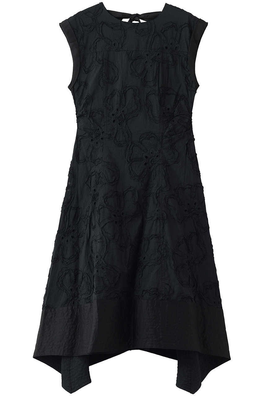 3.1 フィリップ リム/3.1 Phillip Limの3Dフラワー刺しゅう ベルテッド ミディドレス with ハンカチーフヘム(ブラック/S262-91077TFE)