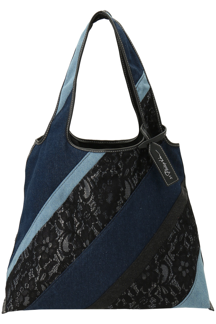 3.1 フィリップ リム/3.1 Phillip LimのLACE PATCHWORK  デニム マーケット トートバッグ(ブラックマルチ/AP26B956PDLW)