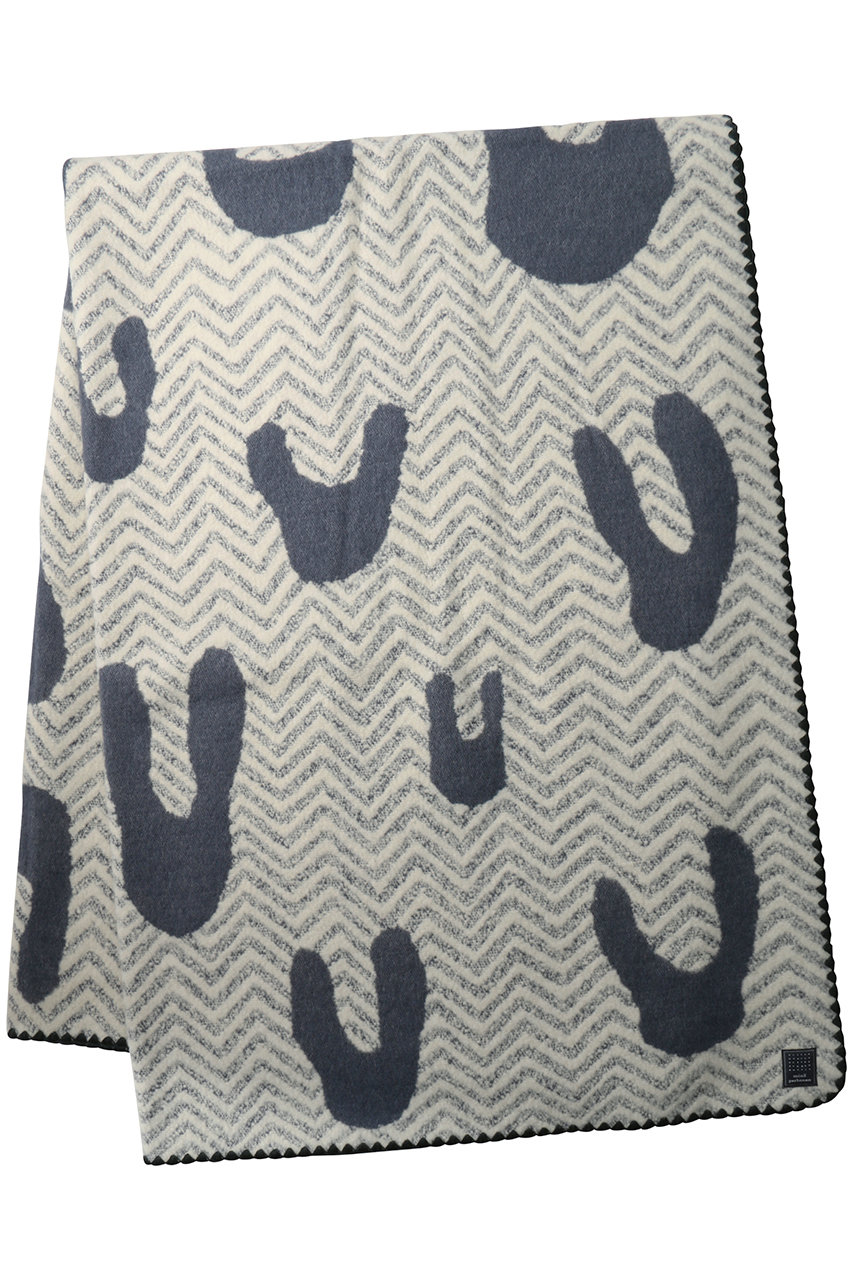 ミナ ペルホネン/mina perhonenのone cat and rabbits ブランケット large 約210×145cm(ネイビー/ADA7687)