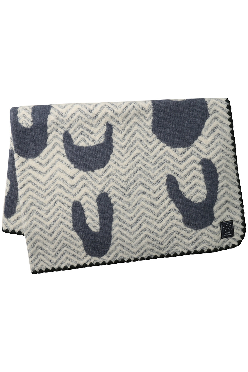 ミナ ペルホネン/mina perhonenのone cat and rabbits ブランケット extra small 約72.5×105cm(ネイビー/ADA7689)