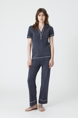 ベアフット ドリームズ/BAREFOOT DREAMSのコージーシックウルトラライト ストライプ リブヘンリーネックプルオーバー(110300/110301)