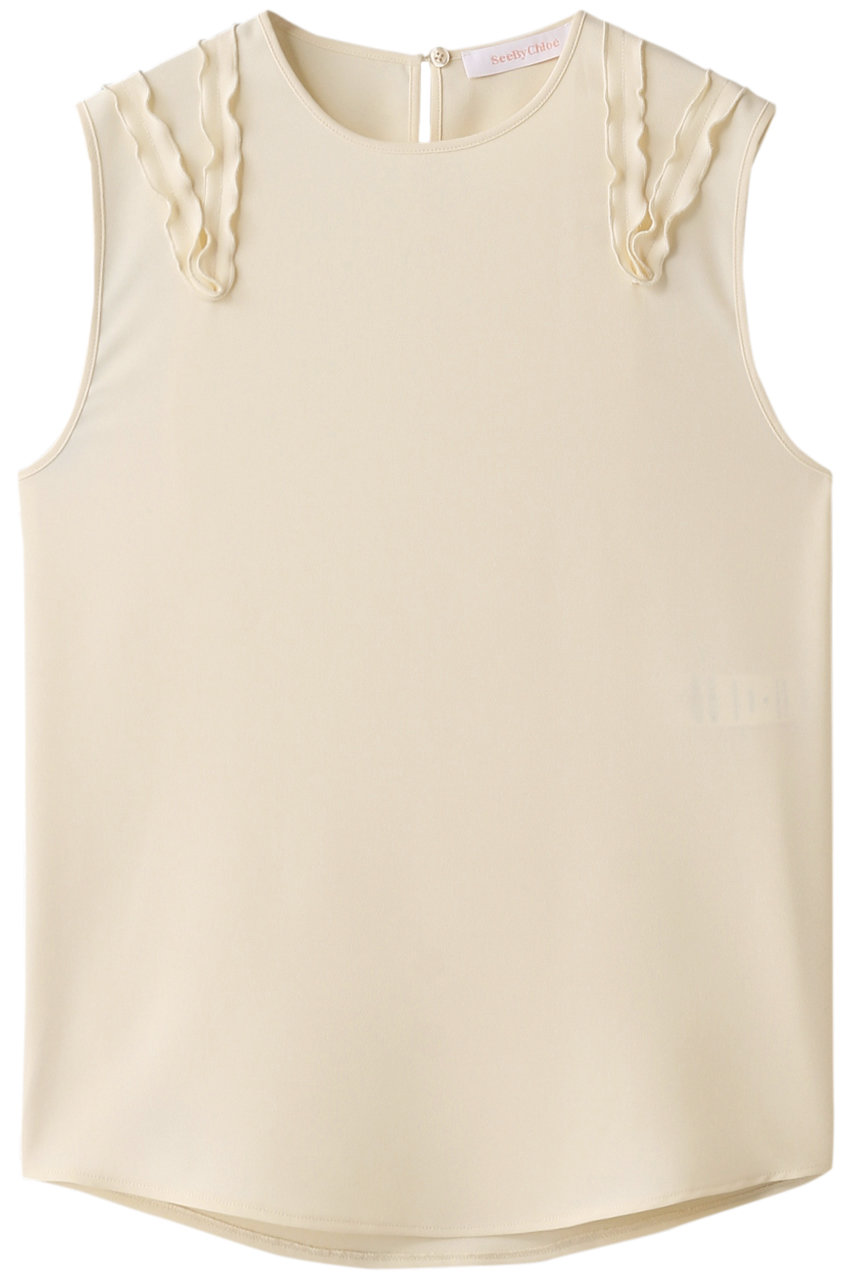 SALE 【50%OFF】 See By Chloe シー バイ クロエ シグネーチャークレープノースリーブブラウス ナチュラルホワイト
