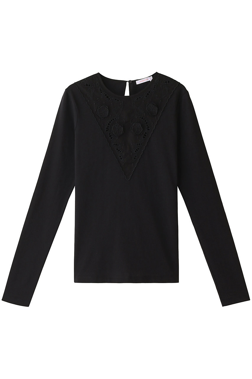 SALE 【60%OFF】 See By Chloe シー バイ クロエ コットンエンベリッシュロングTシャツ ブラック
