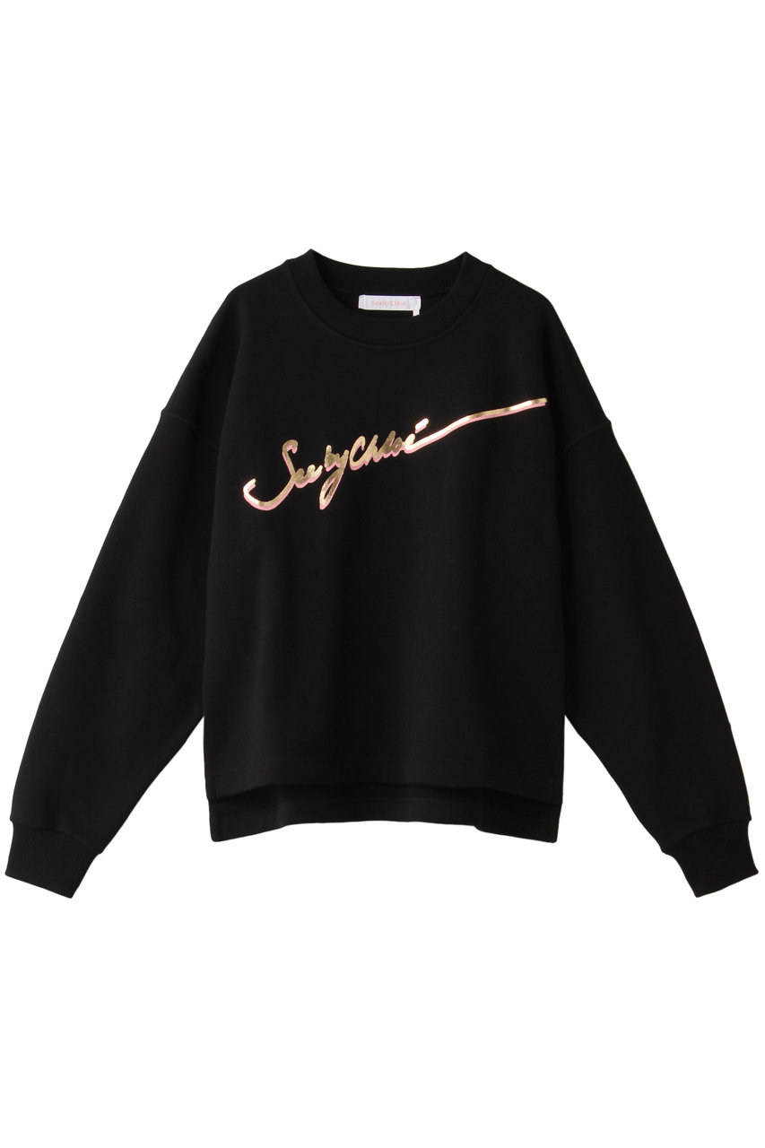 SALE 【50%OFF】 See By Chloe シー バイ クロエ ロゴスウェットプルオーバー ブラック