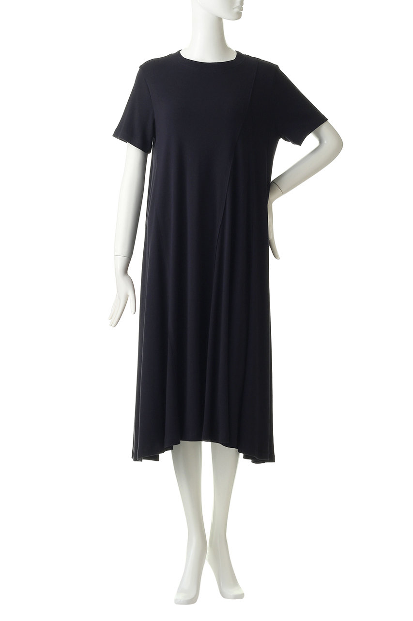 Rekisami コットンフリルフレアワンピース ネイビー の通販 Elleshop エル ショップ