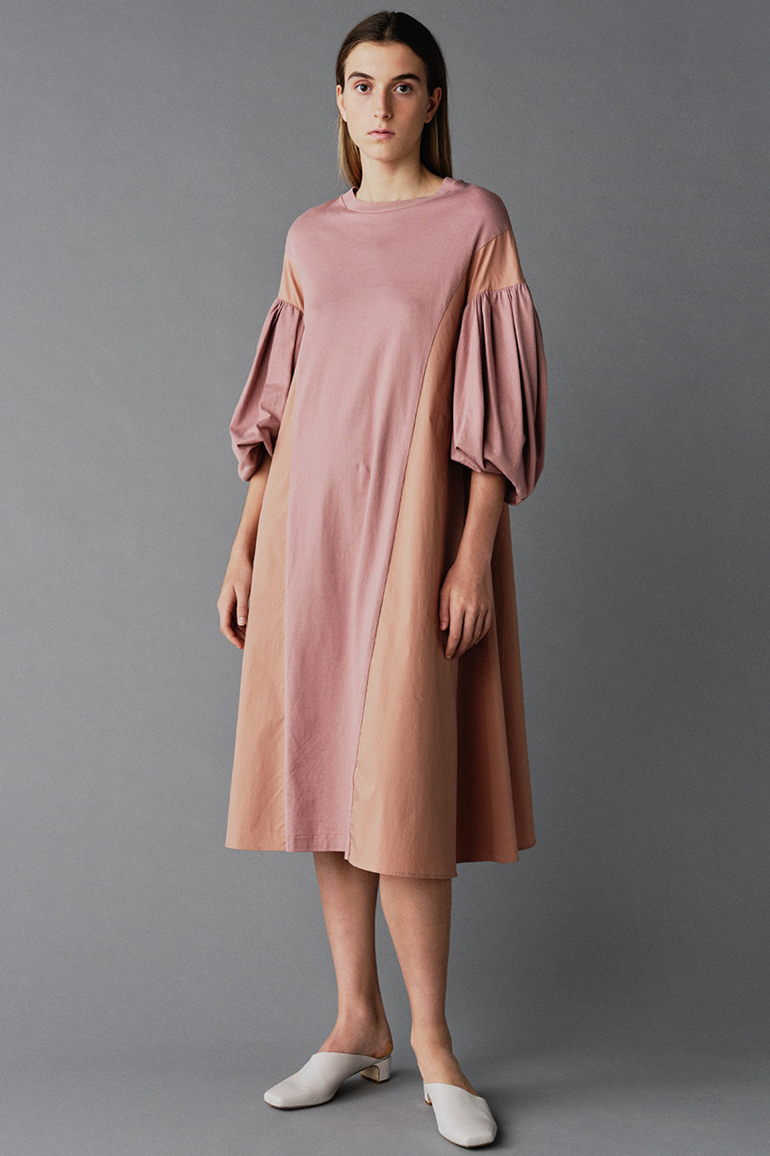 Rekisami レキサミ ギャザーボリュームスリーブ切替ワンピース ピンク の通販 Elleshop エル ショップ