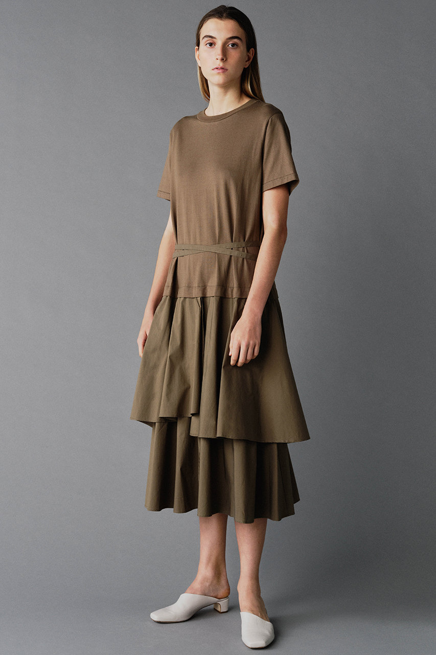 Rekisami レキサミ レイヤードフリルヘムワンピース カーキ の通販 Elleshop エル ショップ