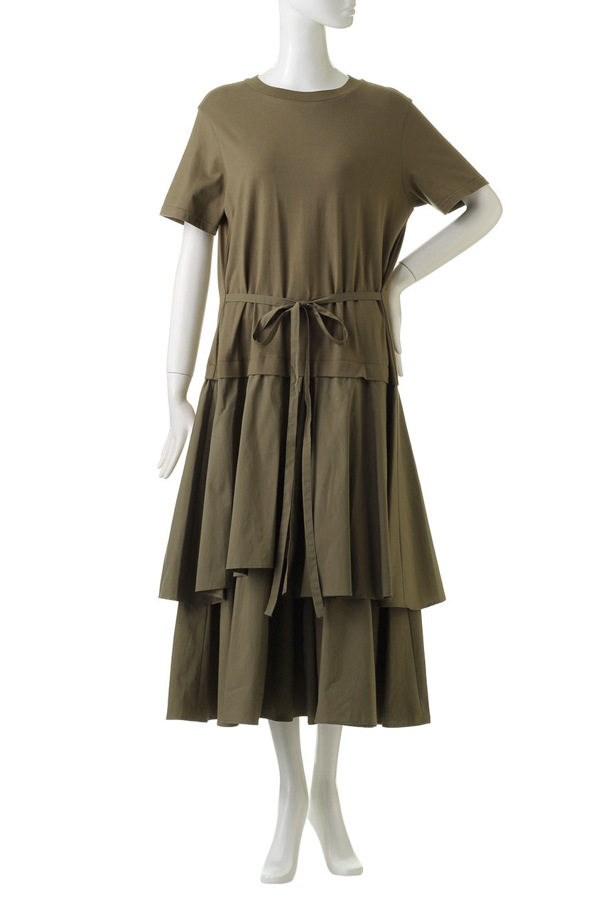 Rekisami レキサミ レイヤードフリルヘムワンピース カーキ の通販 Elleshop エル ショップ