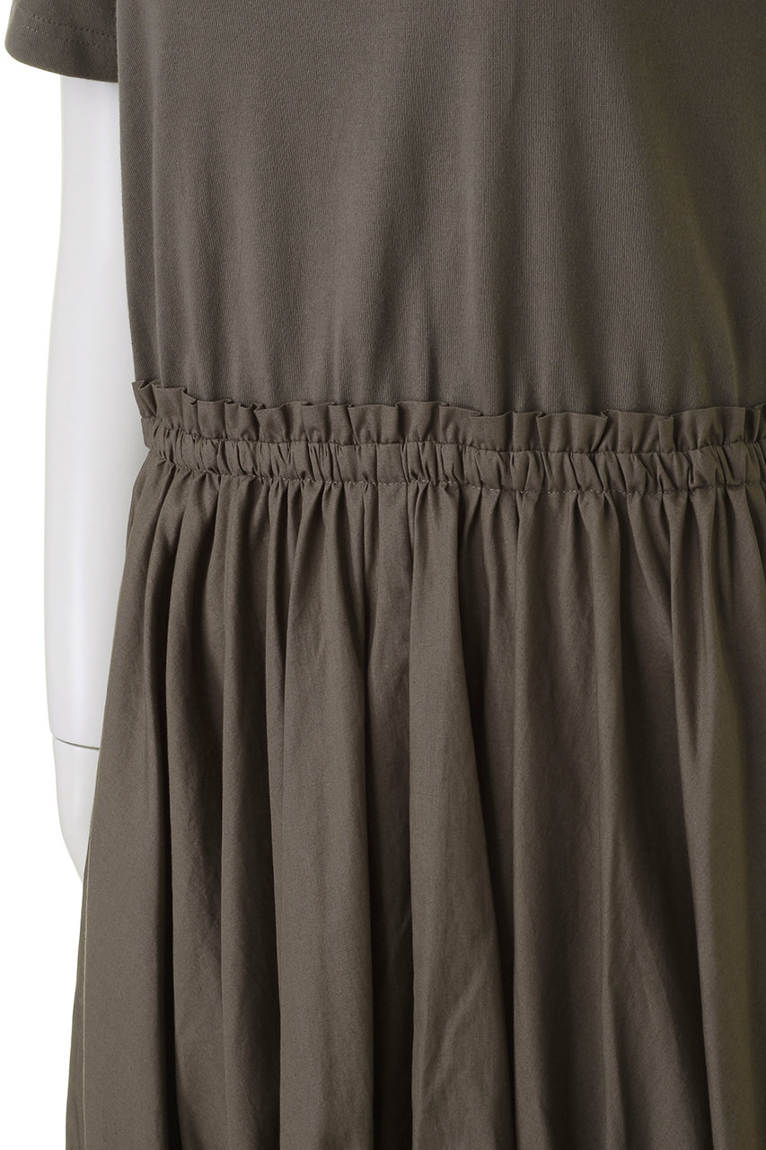 Rekisami レキサミ Tシャツ コットンプリーツ切替ワンピース モカ の通販 Elleshop エル ショップ